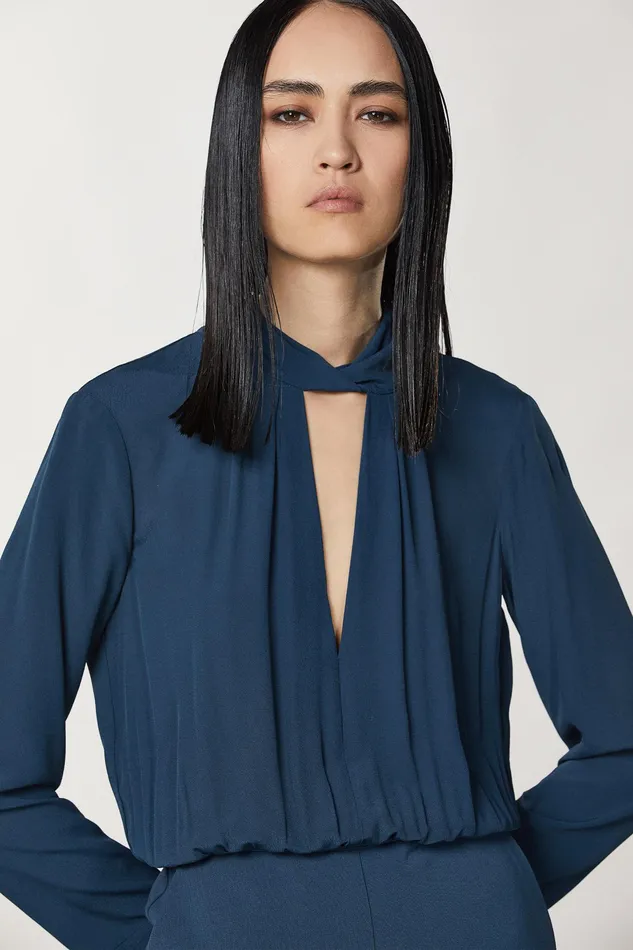 Jumpsuits Women Patrizia Pepe Essential Crepe Jumpsuit Petrol Blue