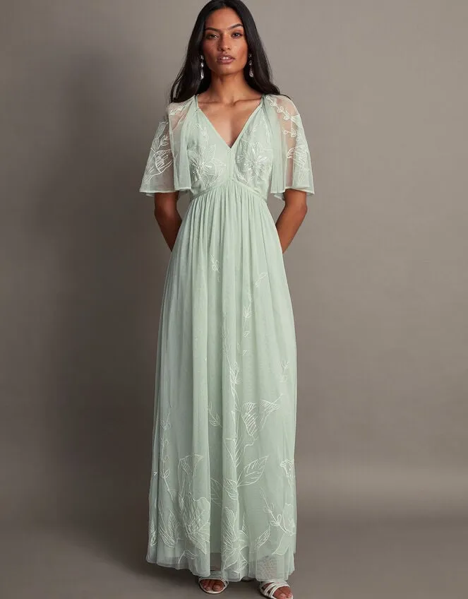 Kacia Embroidered Maxi Dress Green Women Monsoon Occasionwear