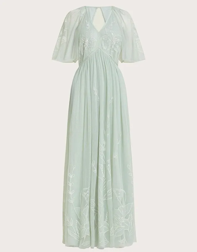 Kacia Embroidered Maxi Dress Green Women Monsoon Occasionwear