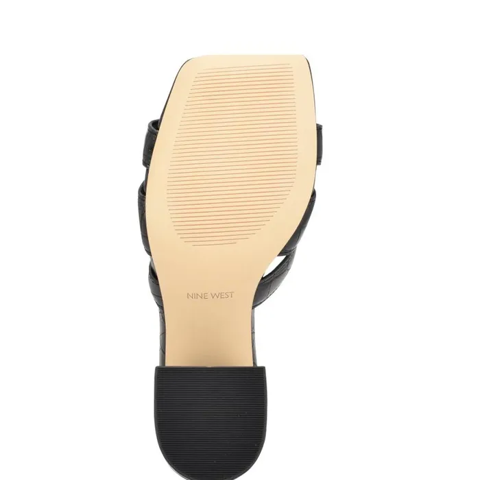 Kaelyn Slide Sandals Black Croco Women Nine West Heels