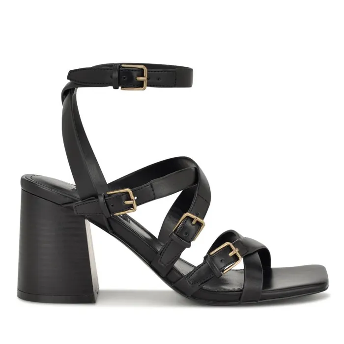 Karrly Ankle Strap Heeled Sandals Black Women Nine West Sandals