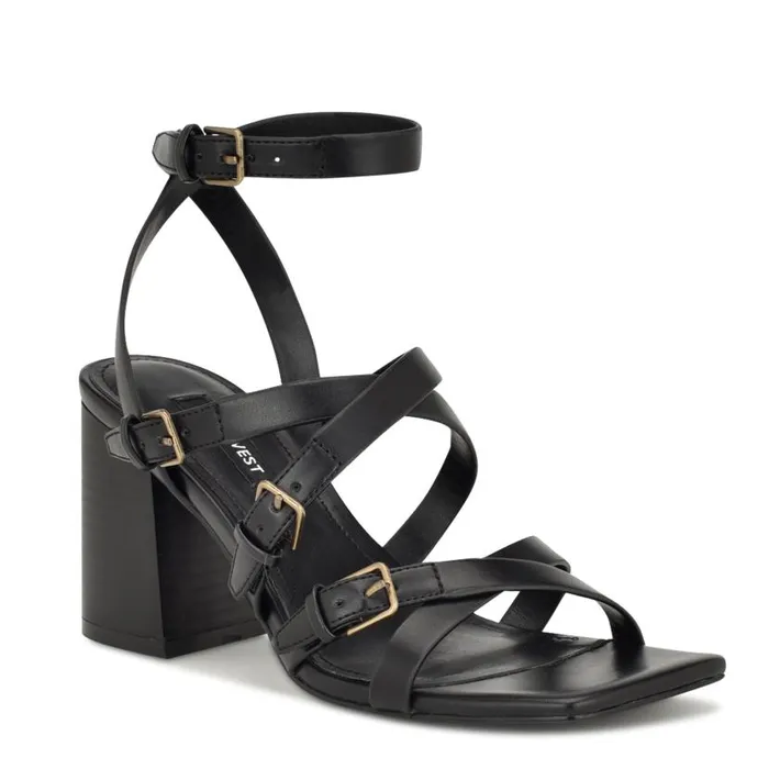 Karrly Ankle Strap Heeled Sandals Black Women Nine West Sandals
