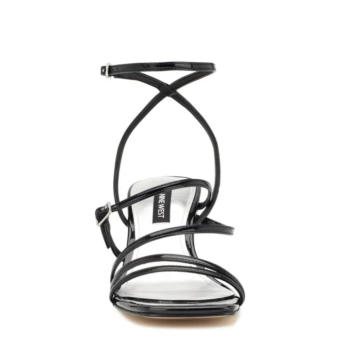 Keamer Ankle Strap Wedge Sandals Black Patent Women Nine West Sandals