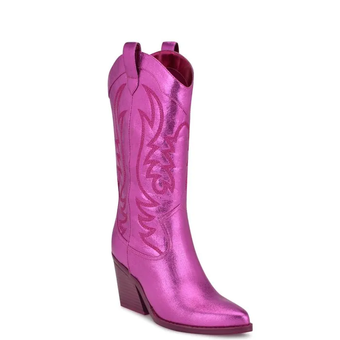 Keeks Western Boot Metallic Pink Women Nine West Boots and Booties