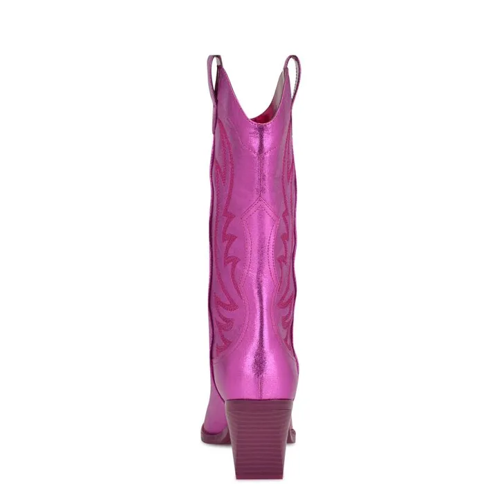 Keeks Western Boot Metallic Pink Women Nine West Boots and Booties