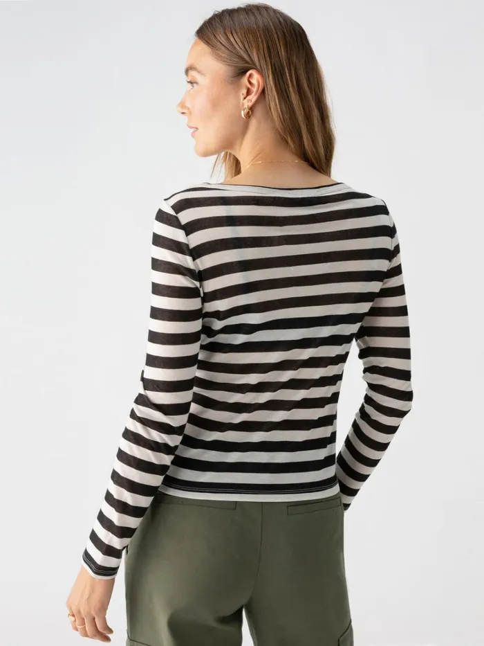 Keep It Simple Tee Toasted Almond Black Stripe Women Sanctuary Clothing Tees and Tops