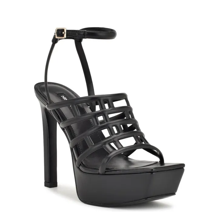 Kelinda Ankle Strap Platform Sandals Black Women Nine West Sandals