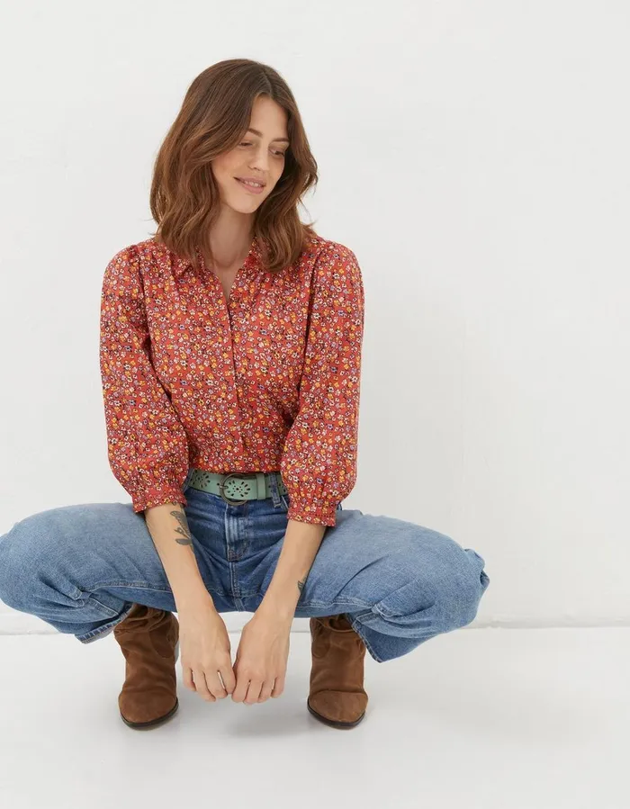 Kerry Gradient Floral Shirt Vintage Red Women FatFace Shirts and Blouses