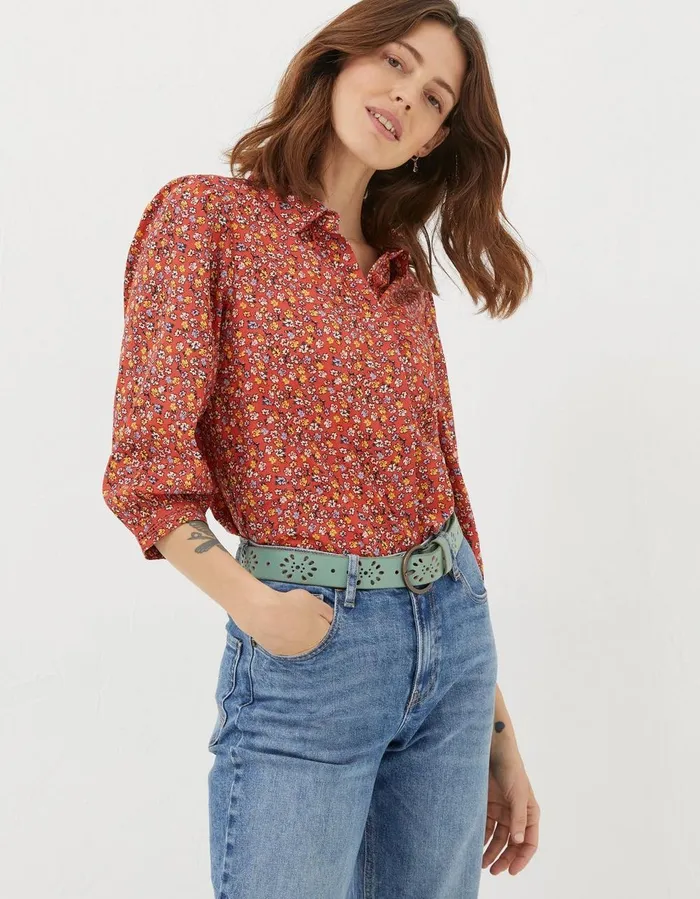 Kerry Gradient Floral Shirt Vintage Red Women FatFace Shirts and Blouses
