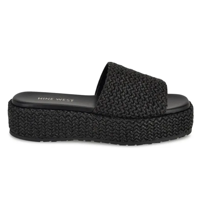 Keziah Flatform Slide Sandals Black Women Nine West Sandals