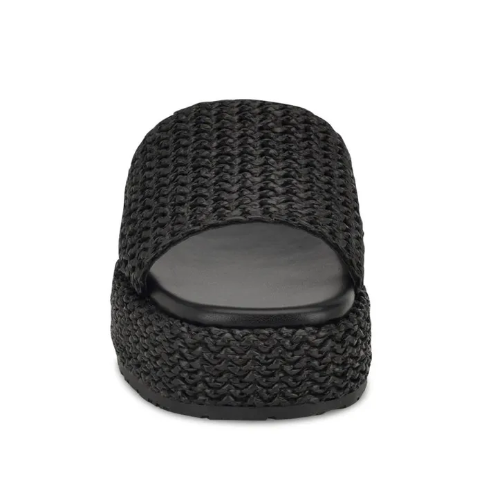 Keziah Flatform Slide Sandals Black Women Nine West Sandals