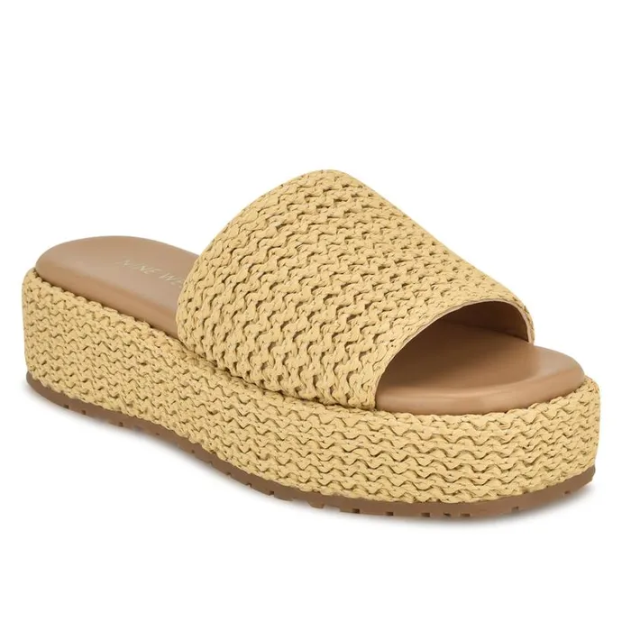 Keziah Flatform Slide Sandals Light Natural Women Nine West Sandals