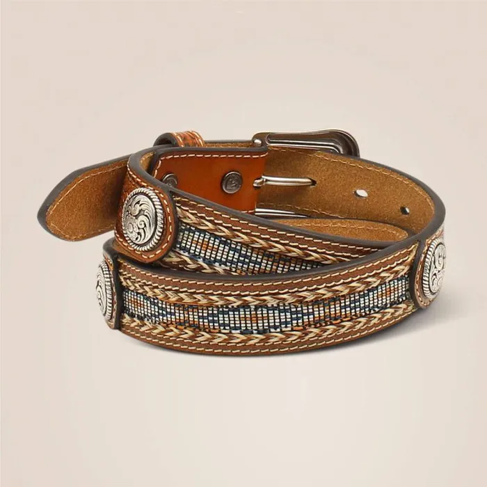 Kids Belts Ariat Beaded Tooled Belt Brown