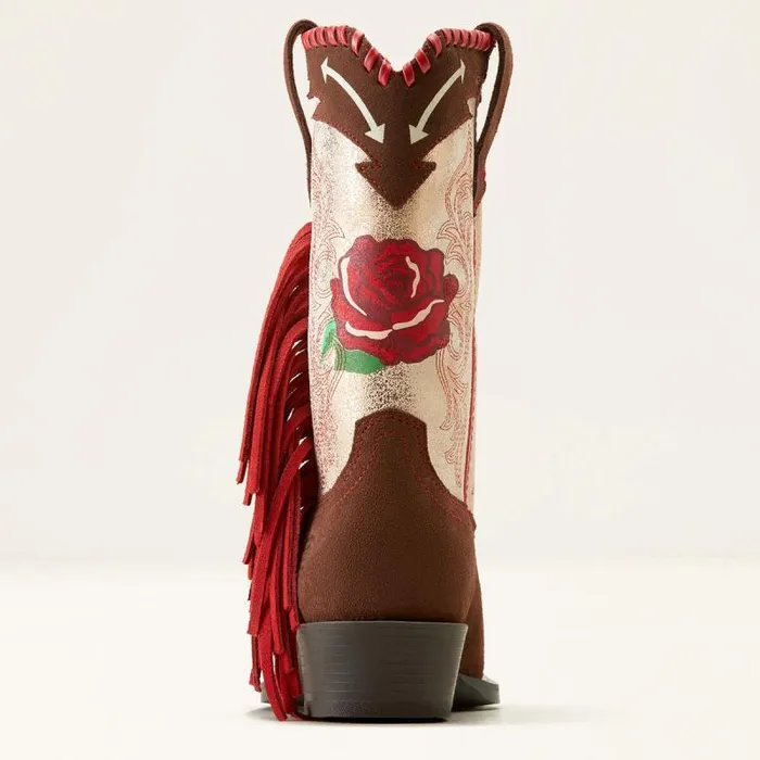 Kids Big Kids039 Footwear Ariat Futurity Fringe Rodeo Quincy Western Boot Chocolate Suederange Riding Ruby