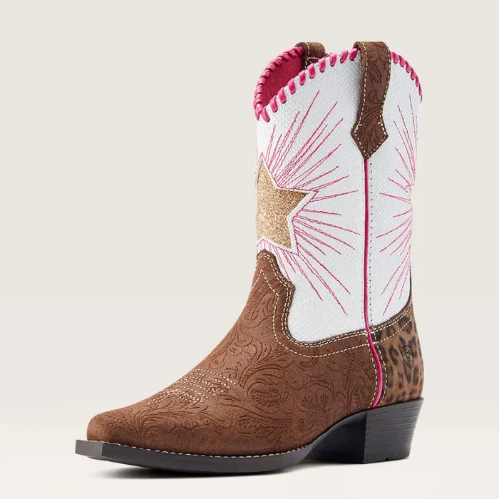 Kids Big Kids039 Footwear Ariat Heritage Star Western Boot Brown Floral Emboss