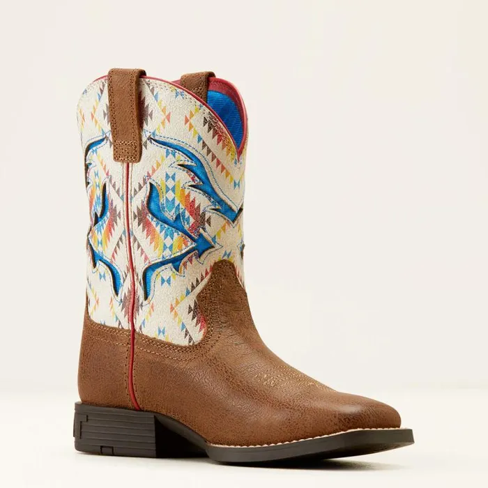 Kids Big Kids039 Footwear Ariat San Angelo VentTEK Western Boot Toasty Tanbright Saddle Blanket Kids Big Kids039 Footwear Ariat San Angelo VentTEK Western Boot Toasty Tanbright Saddle Blanket