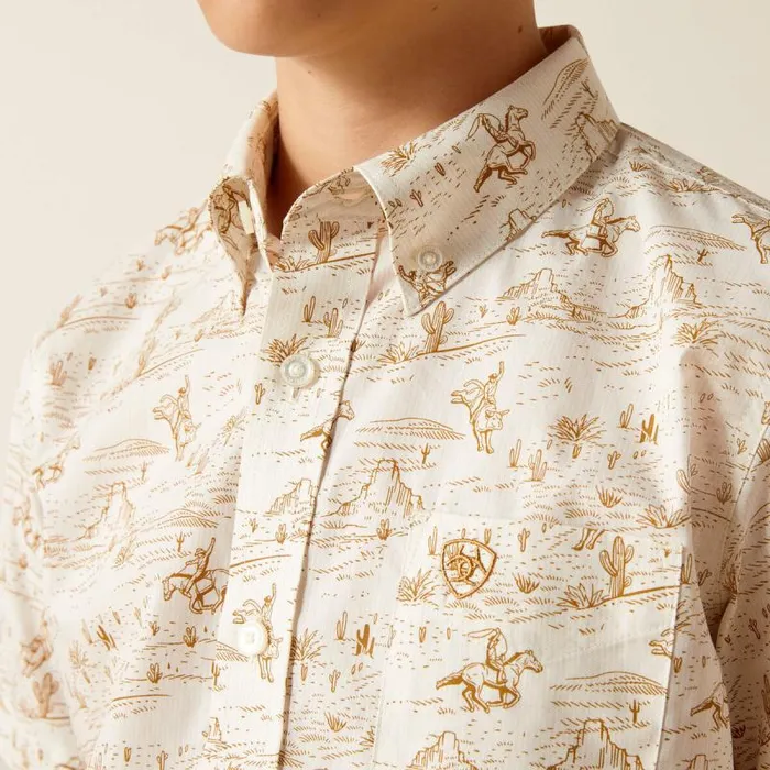 Kids Button Down Shirts Ariat Edison Classic Fit Shirt Tan Kids Button Down Shirts Ariat Edison Classic Fit Shirt Tan