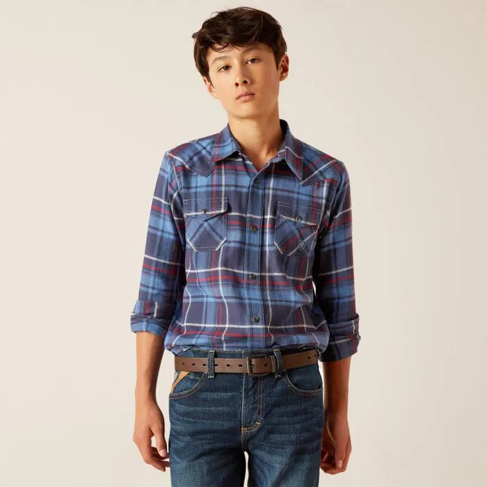 Kids Button Down Shirts Ariat Harim Retro Fit Shirt Mood Indigo