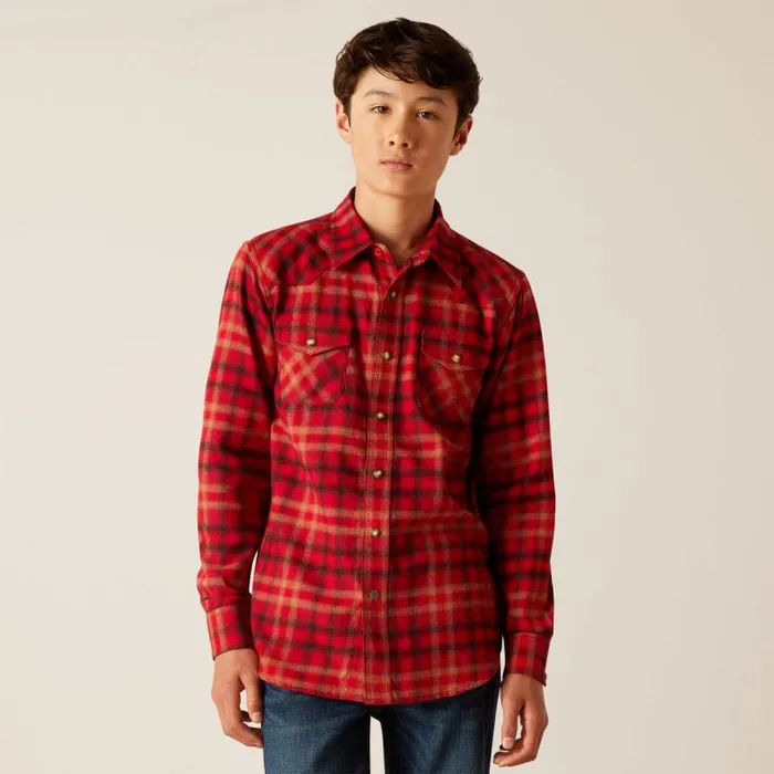 Kids Button Down Shirts Ariat Heber Retro Fit Shirt Cranberry Crimson