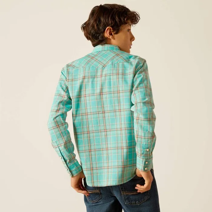 Kids Button Down Shirts Ariat Hudsyn Retro Fit Shirt Blue Turquoise