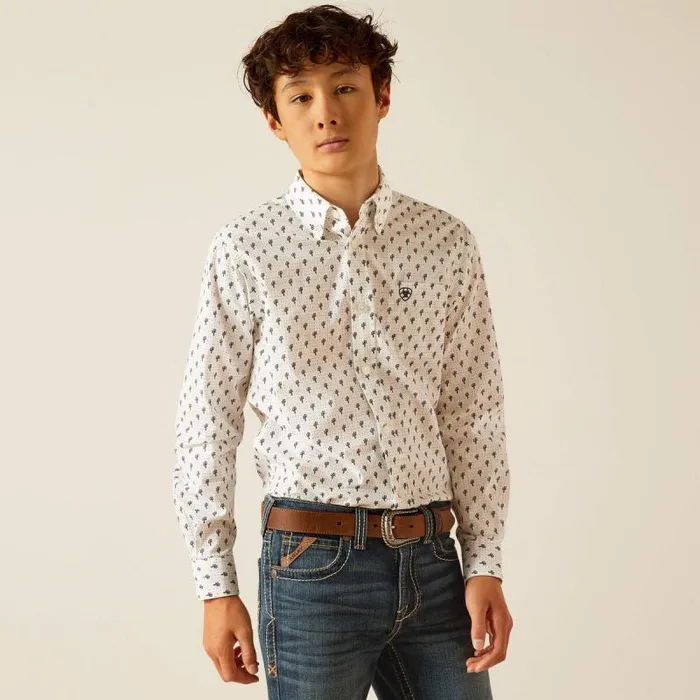 Kids Button Down Shirts Ariat Parker Classic Fit Shirt White