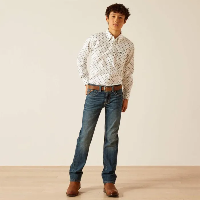 Kids Button Down Shirts Ariat Parker Classic Fit Shirt White Kids Button Down Shirts Ariat Parker Classic Fit Shirt White