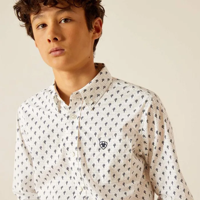 Kids Button Down Shirts Ariat Parker Classic Fit Shirt White Kids Button Down Shirts Ariat Parker Classic Fit Shirt White