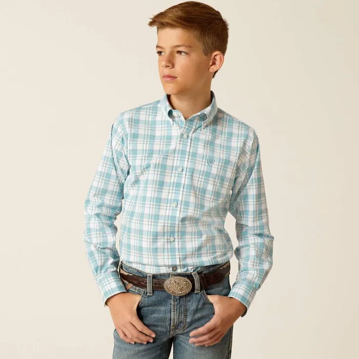 Kids Button Down Shirts Ariat Pro Series Edward Classic Fit Shirt Dark Blue