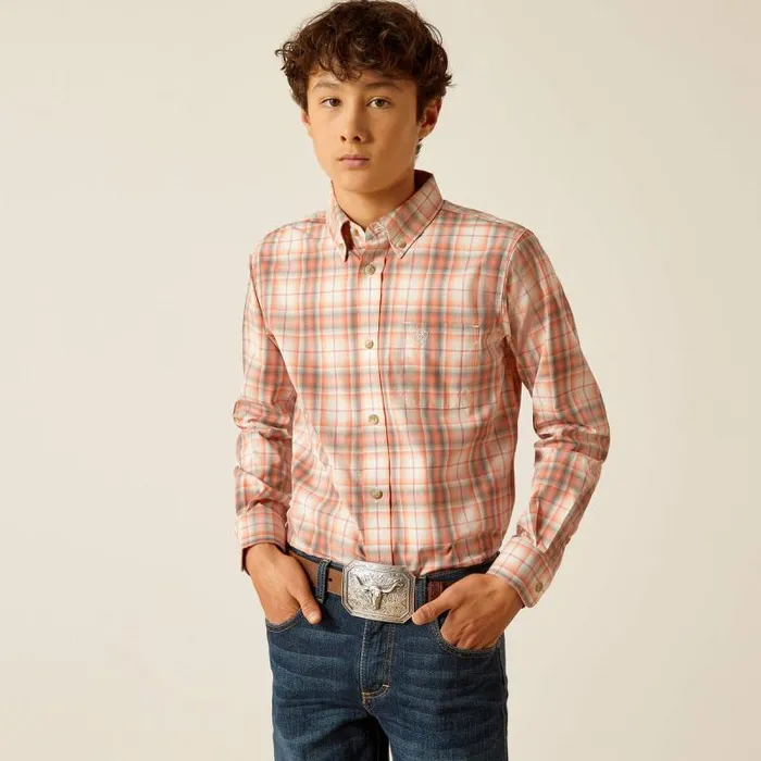 Kids Button Down Shirts Ariat Pro Series Knox Classic Fit Shirt Coral