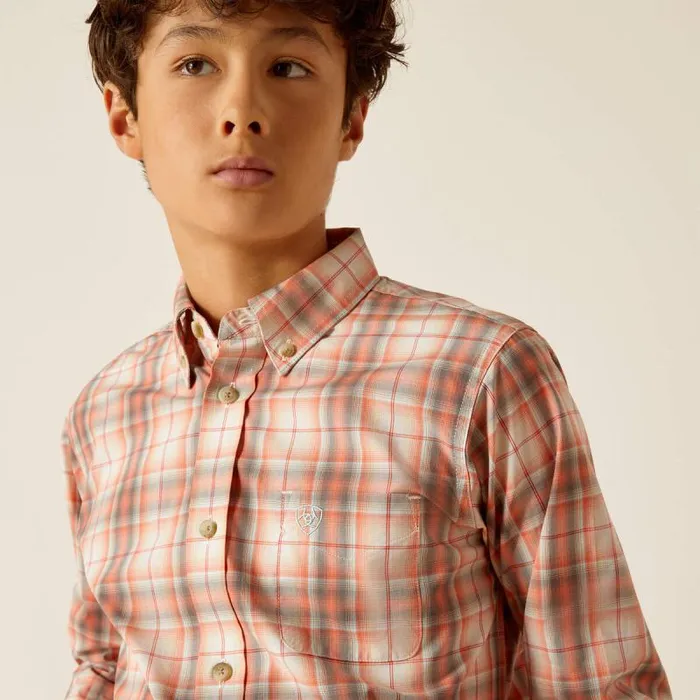 Kids Button Down Shirts Ariat Pro Series Knox Classic Fit Shirt Coral