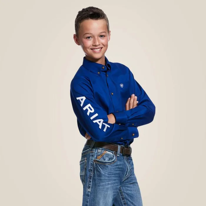 Kids Button Down Shirts Ariat Team Logo Twill Classic Fit Shirt Ultramarinewhite