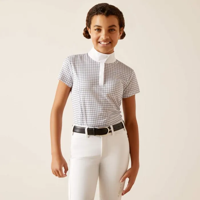 Kids English Riding Clothing Ariat Aptos Show Shirt Blushing Rose Check