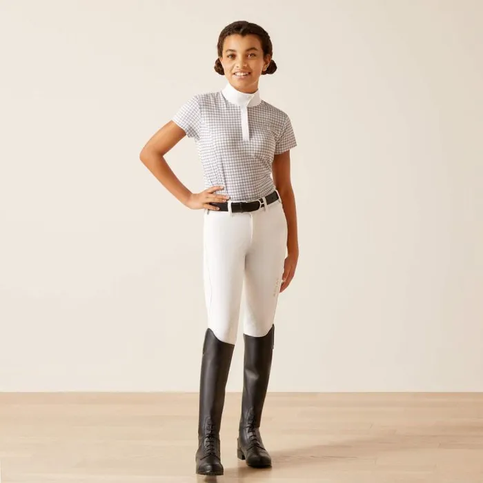 Kids English Riding Clothing Ariat Aptos Show Shirt Blushing Rose Check