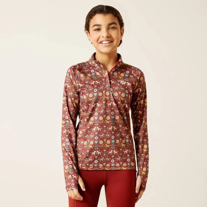 Kids English Riding Clothing Ariat Lowell 20 14 Zip Baselayer Red Ochre Dala Horse