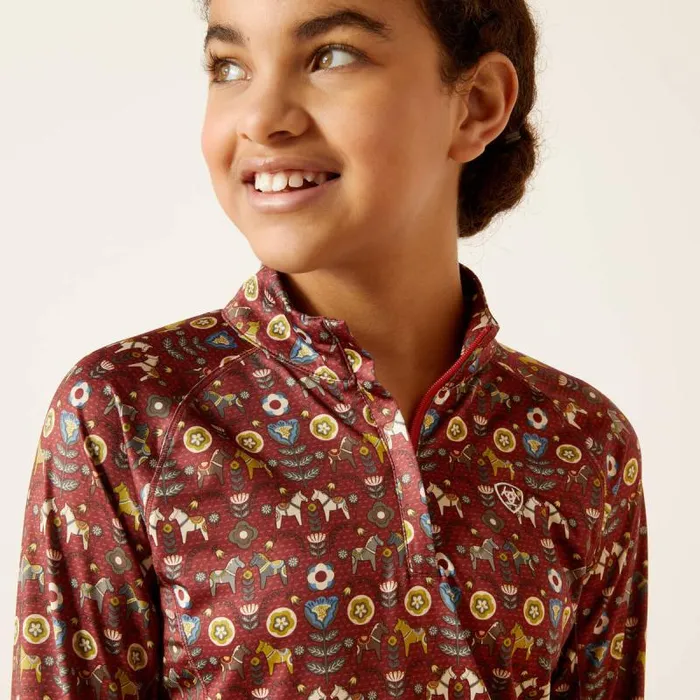 Kids English Riding Clothing Ariat Lowell 20 14 Zip Baselayer Red Ochre Dala Horse
