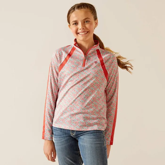 Kids English Riding Clothing Ariat Sunstopper 30 14 Zip Baselayer Petals