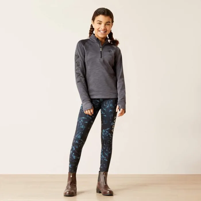 Kids English Riding Clothing Ariat TEK Team 12 Zip Sweatshirt Ebony Grey