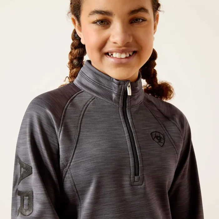 Kids English Riding Clothing Ariat TEK Team 12 Zip Sweatshirt Ebony Grey