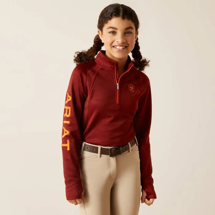 Kids English Riding Clothing Ariat TEK Team 12 Zip Sweatshirt Fired Brick