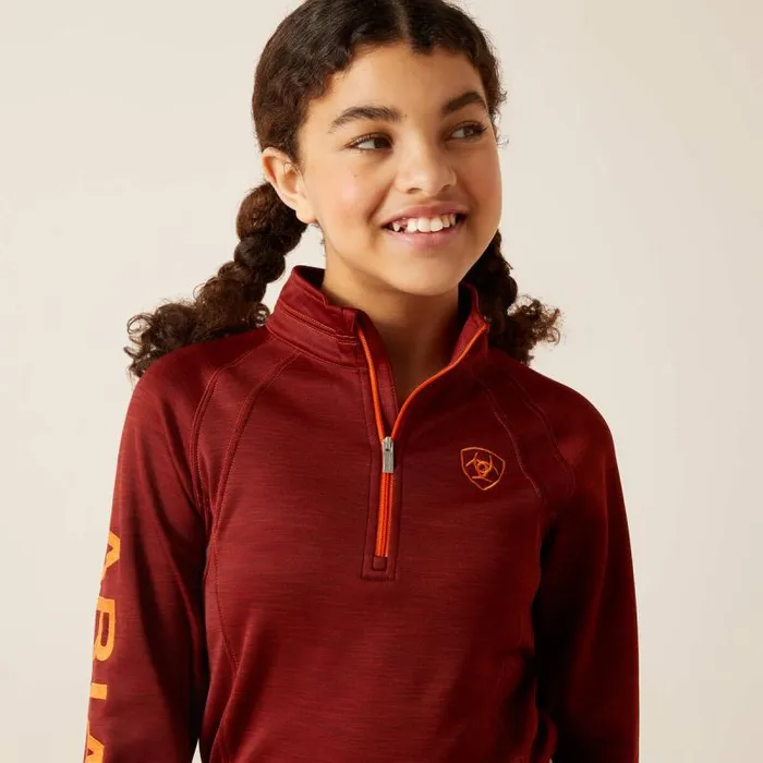 Kids English Riding Clothing Ariat TEK Team 12 Zip Sweatshirt Fired Brick