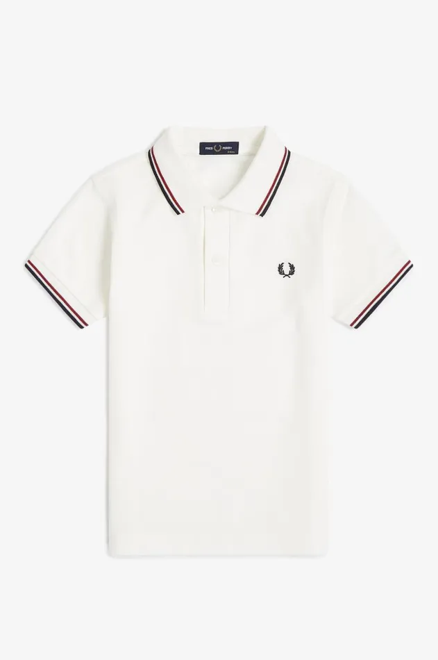Kids Fred Perry Kids Twin Tipped Fred Perry Shirt Snow Whiteburnt Rednavy