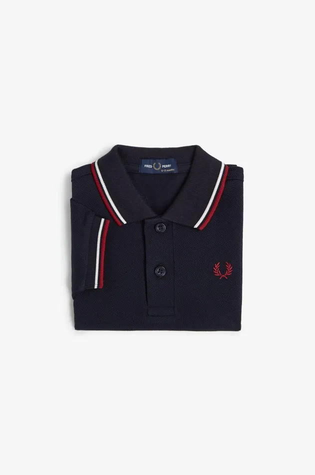 Kids Fred Perry My First Fred Perry Shirt Navysnow Whiteburnt Red