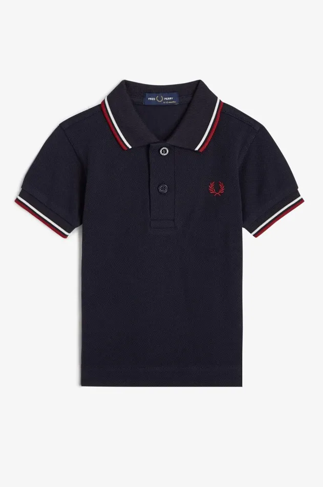 Kids Fred Perry My First Fred Perry Shirt Navysnow Whiteburnt Red