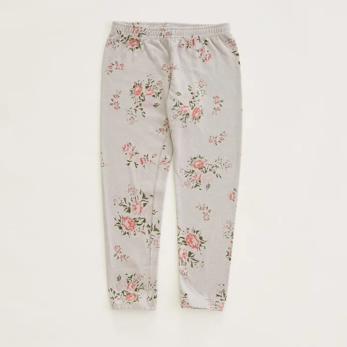 Kids Sale MONROW Elastic Waist Sweats With Floral Print Dove Grey