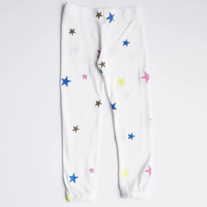 Kids Sale MONROW Embroidered Color Stars Elastic Waist Sweats Natural