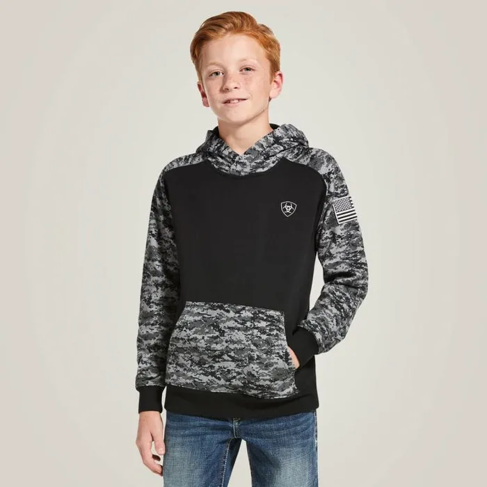 Kids Sweatshirts and Hoodies Ariat Patriot Hoodie Black Digi Camo