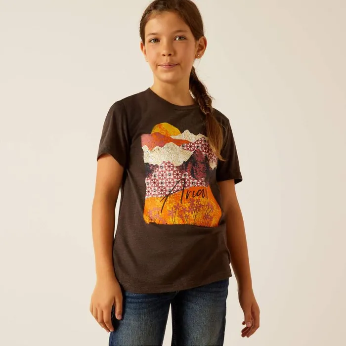 Kids TShirts and Polos Ariat Ariat Mountain Patterns TShirt Charcoal Heather