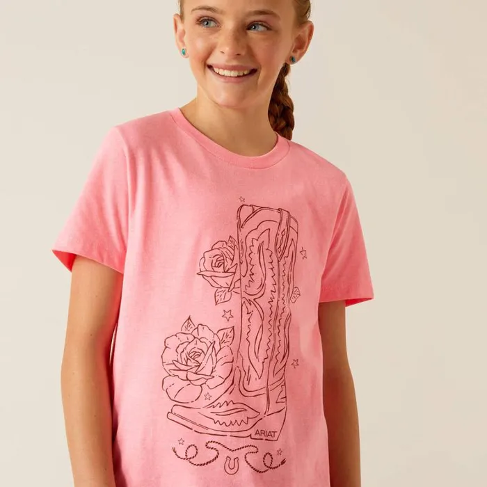 Kids TShirts and Polos Ariat Ariat Tall Boot TShirt Pink Ice