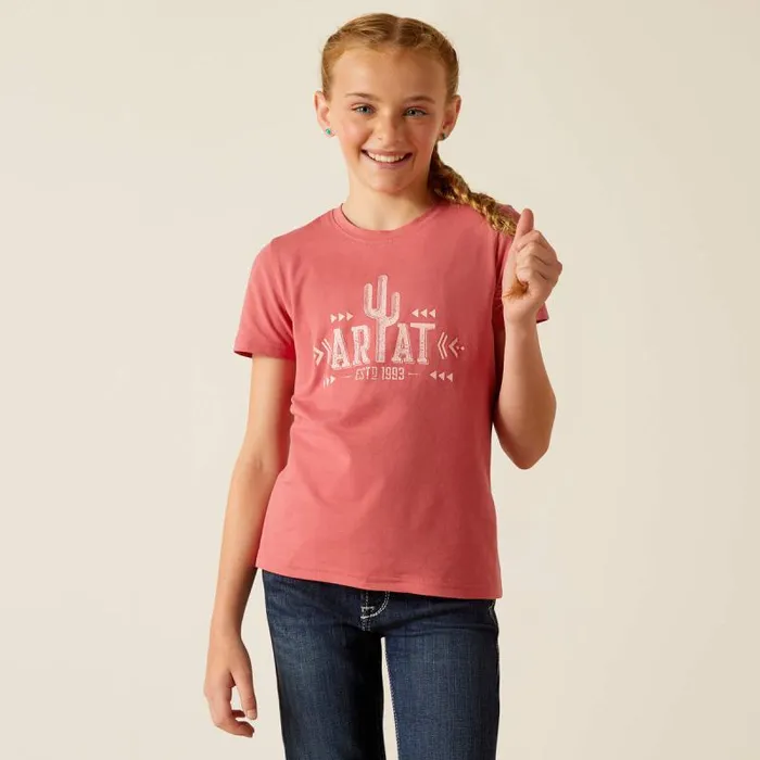 Kids TShirts and Polos Ariat Cactus TShirt Slate Rose