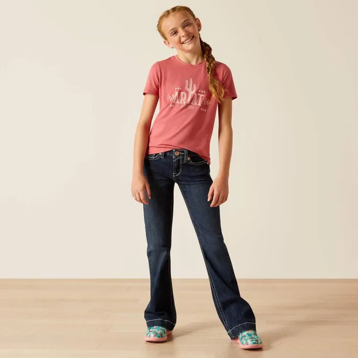 Kids TShirts and Polos Ariat Cactus TShirt Slate Rose Kids TShirts and Polos Ariat Cactus TShirt Slate Rose